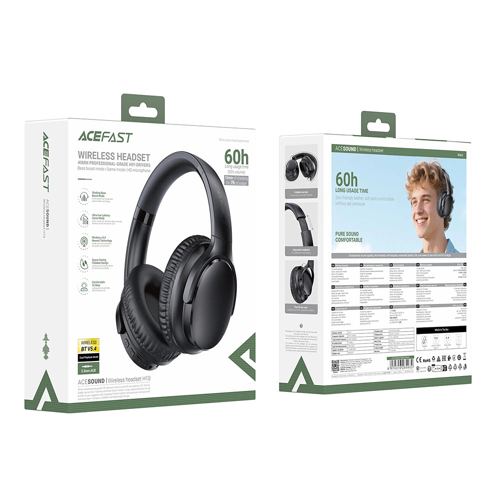 Handsfree Bluetooth Acefast H10, A2DP, Fekete