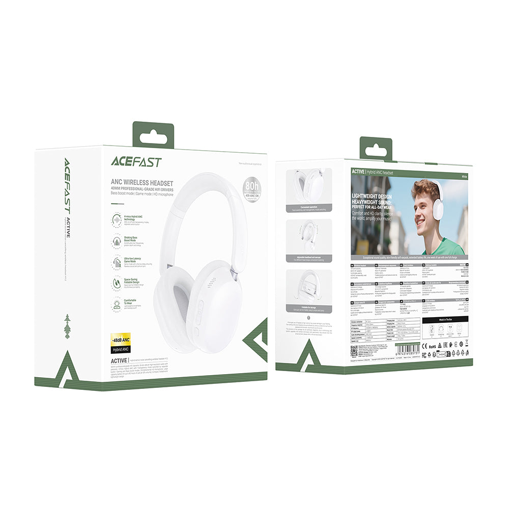 Handsfree Bluetooth Acefast H12, A2DP, ANC, Fekete
