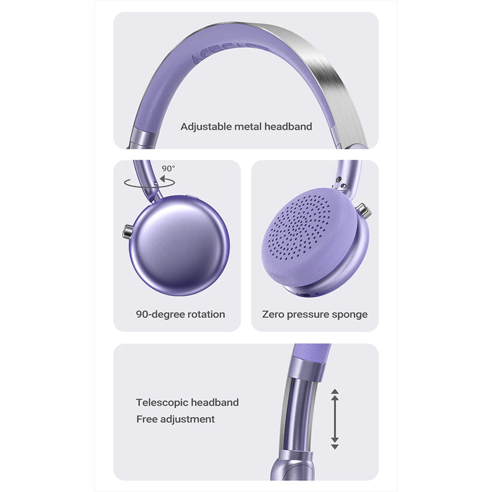 Handsfree Bluetooth Acefast H8, A2DP, ANC, Ezüst