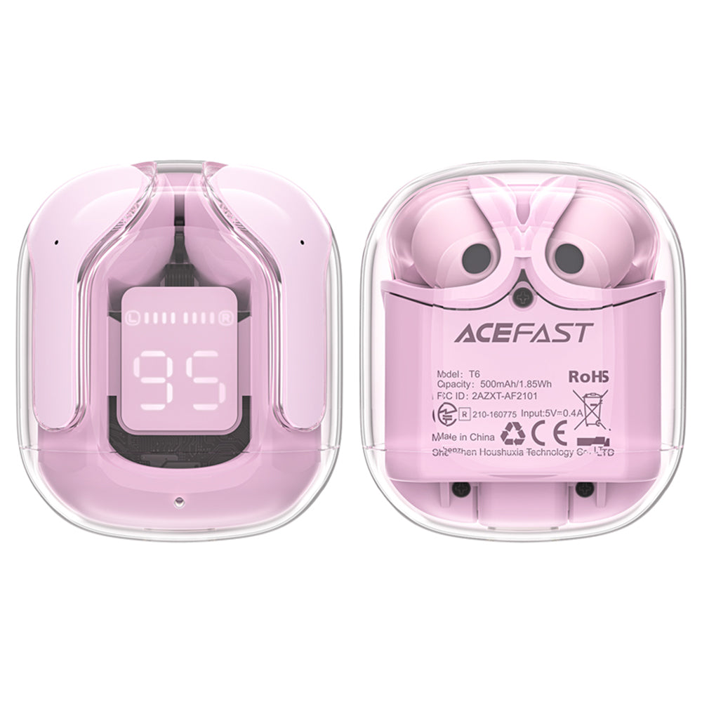 Handsfree Bluetooth Acefast T6, TWS, Rózsaszín