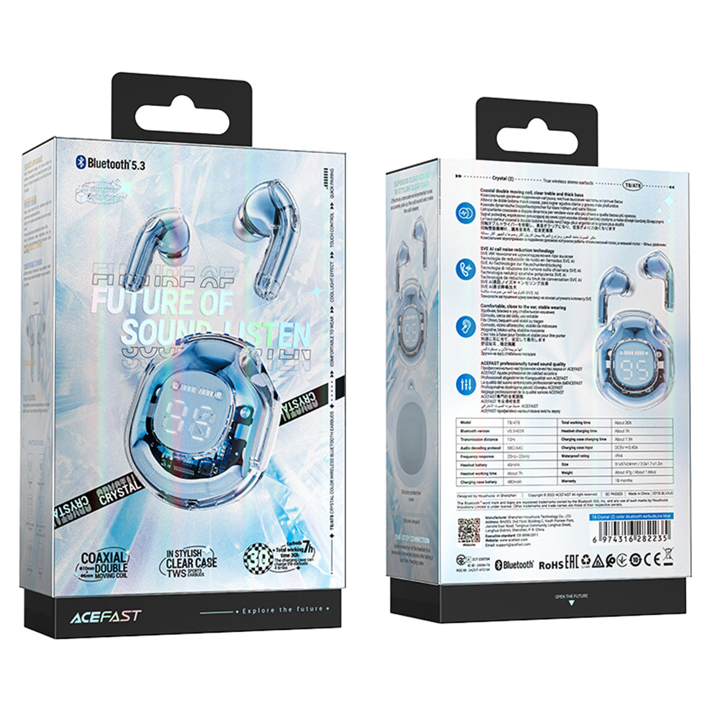 Handsfree Bluetooth Acefast T8, TWS, Kék