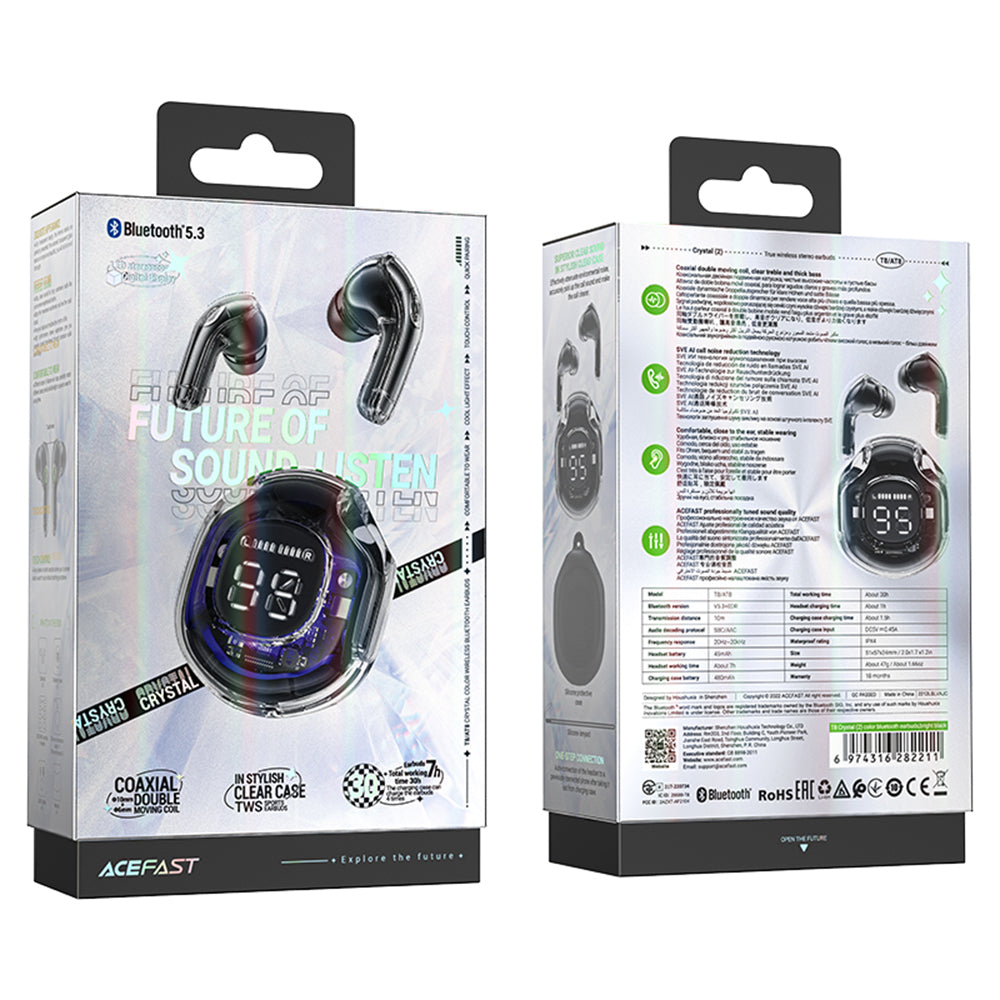 Handsfree Bluetooth Acefast T8, TWS, Fekete