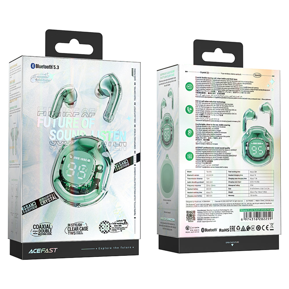 Handsfree Bluetooth Acefast T8, TWS, Zöld