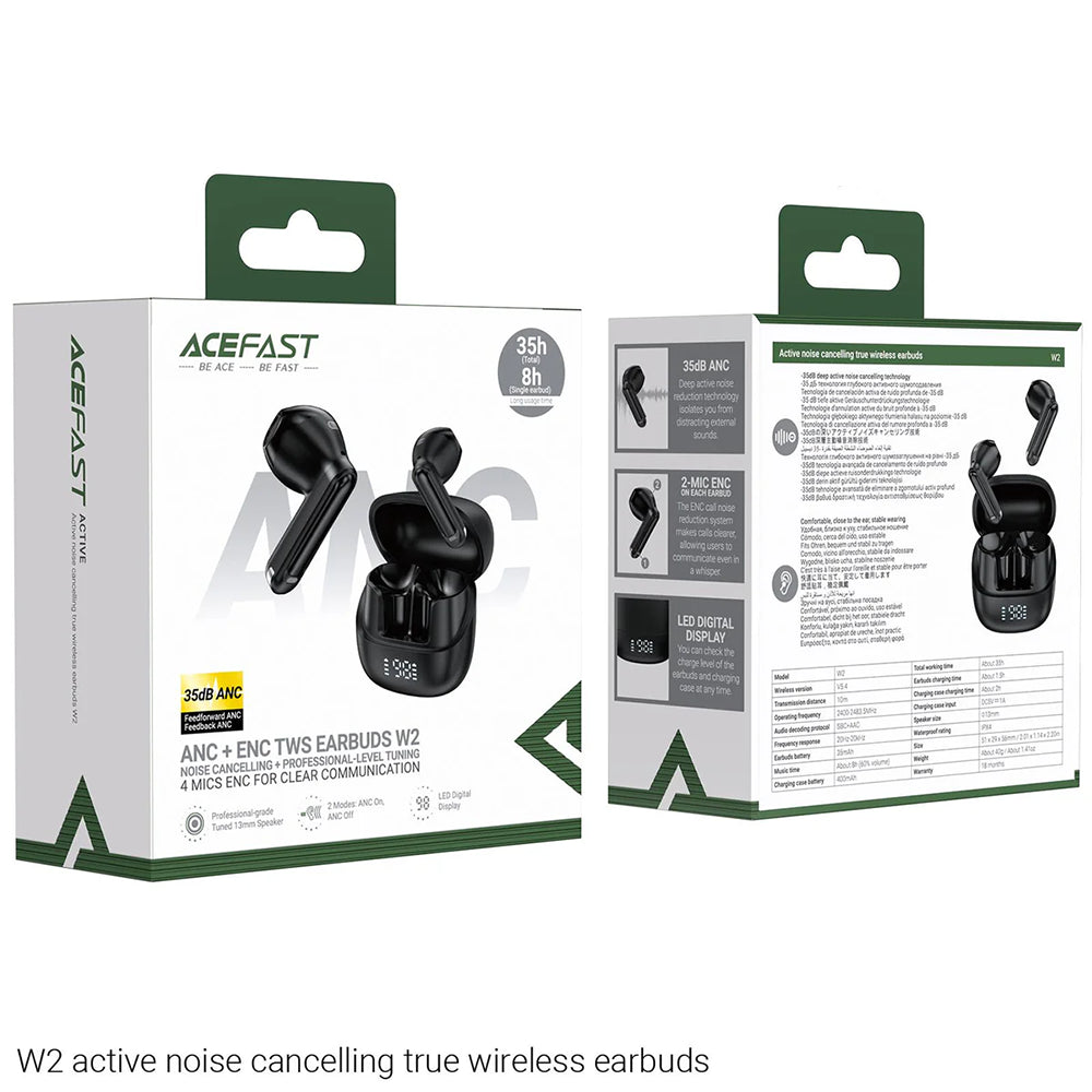 Handsfree Bluetooth Acefast W2, TWS, Fekete