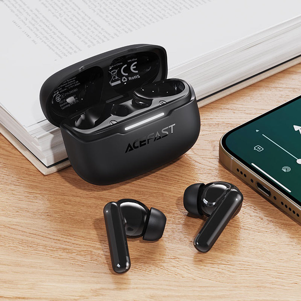 Handsfree Bluetooth Acefast W5, TWS, ANC, Fekete