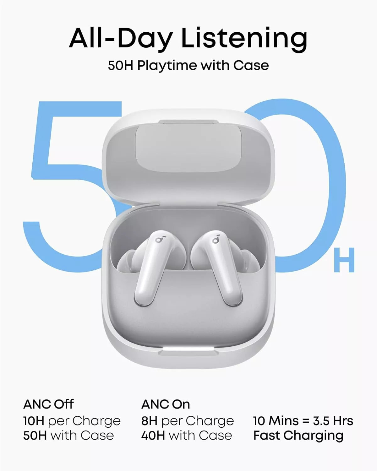 Bluetooth kihangosító Anker Soundcore R60i, TWS, ANC, Fehér D1202G21