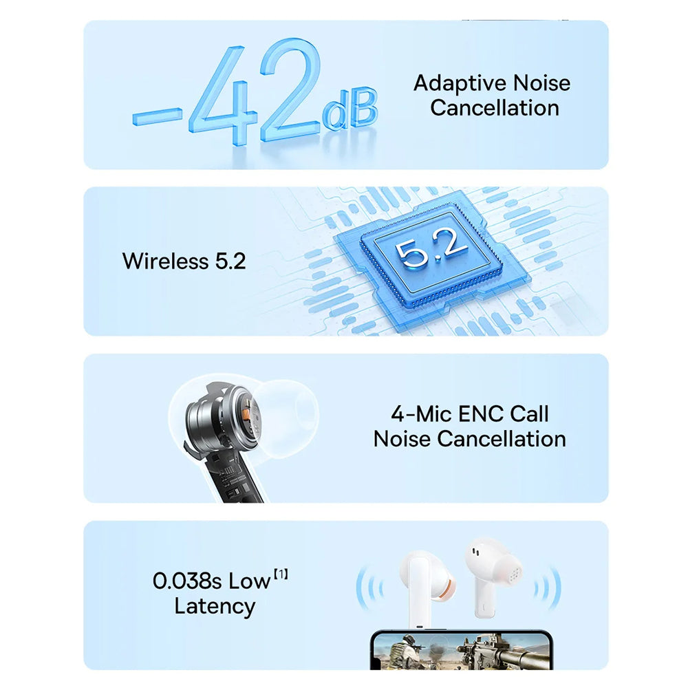 Handsfree Bluetooth Baseus Bowie M2, TWS, Fehér A00024000221-Z1