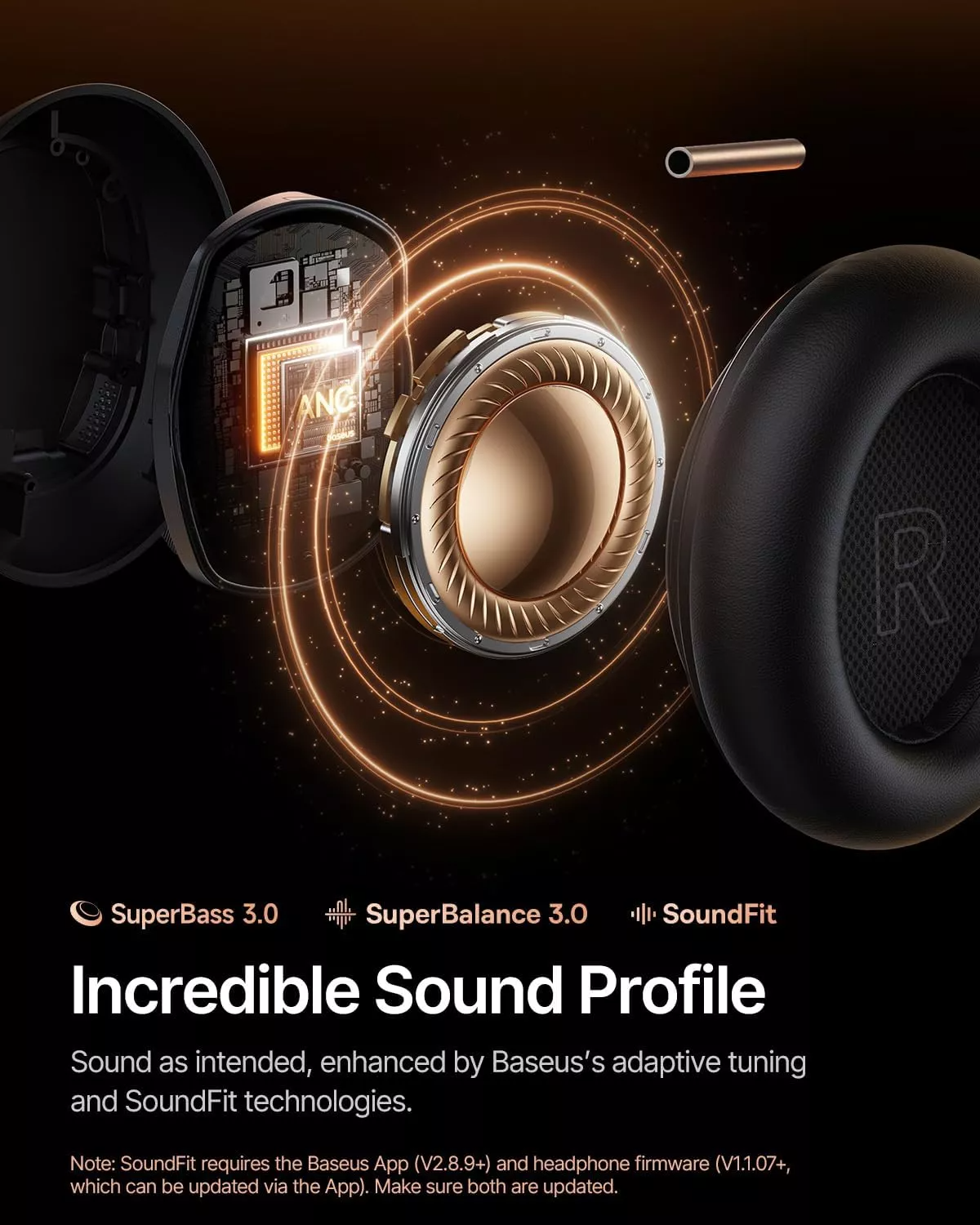 Handsfree Bluetooth Baseus Inspire XH1 Sound by Bose, A2DP, ANC, Fekete A00085701123-00