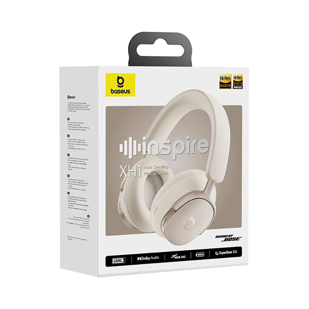Vezeték nélküli Bluetooth Baseus Inspire XH1 Sound by Bose, A2DP, ANC, Fehér A00085701233-00
