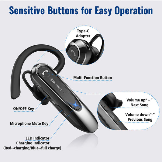 Bluetooth kihangosító Blavec Adventure 5, MultiPoint, A2DP, Fekete BHAD5-B