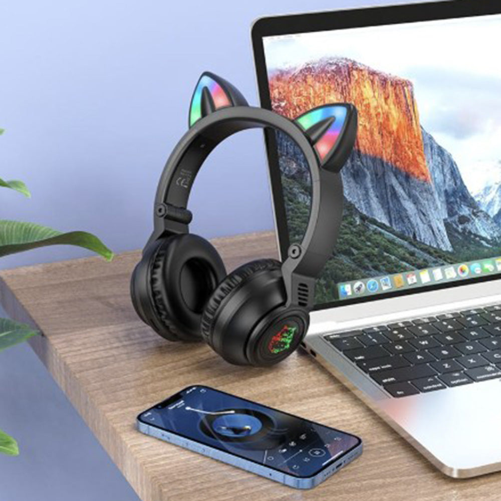 Handsfree Bluetooth Borofone BO18 Cat Ear, A2DP, Fekete