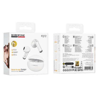 Handsfree Bluetooth Borofone FQ12 Nice, TWS, White
