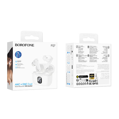 Handsfree Bluetooth Borofone FQ7 Treasure, TWS, ANC, MultiPoint, Fehér