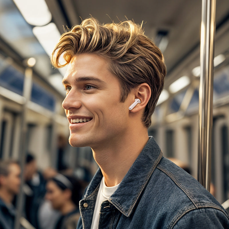 Handsfree Bluetooth Borofone FQ7 Treasure, TWS, ANC, MultiPoint, Fehér