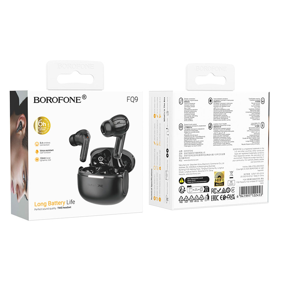 Handsfree Bluetooth Borofone FQ9 Peaceful, TWS, Fekete