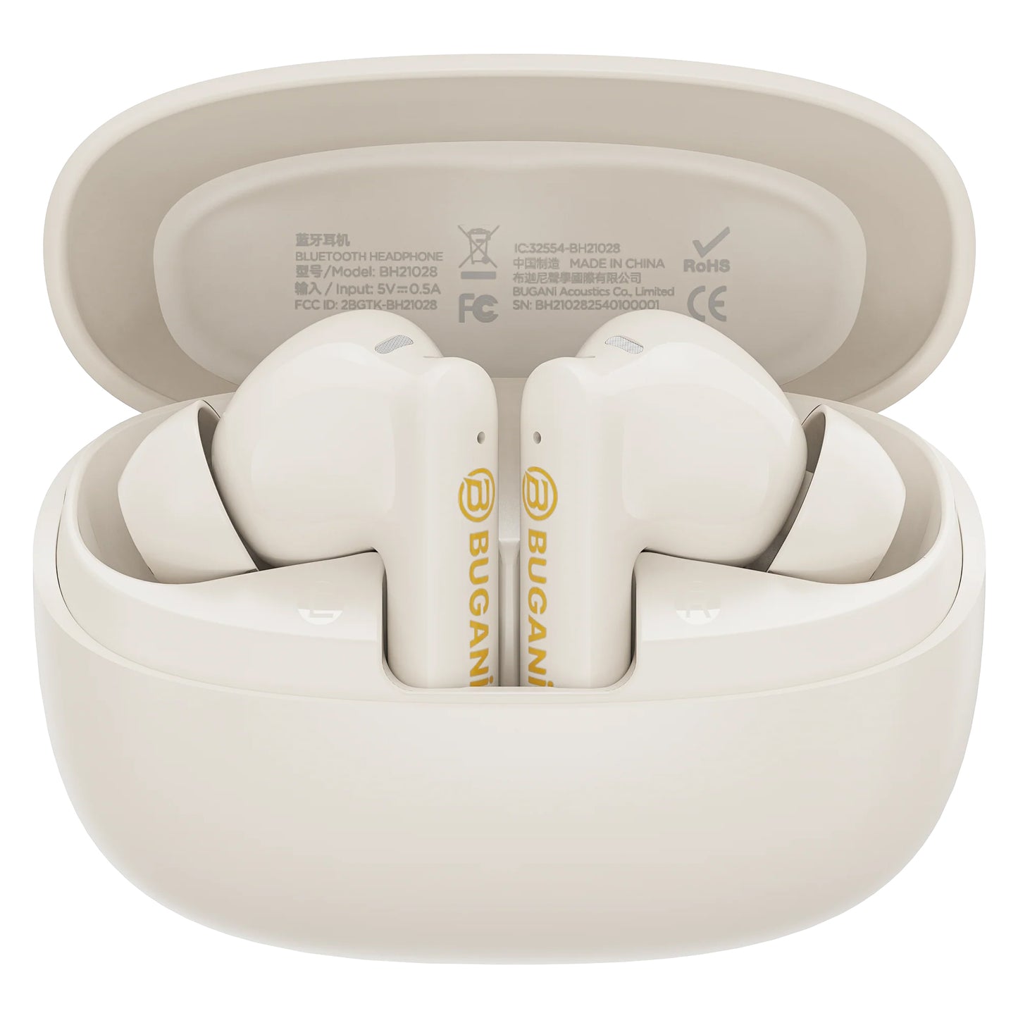 Bluetooth kihangosító Bugani Freebuds B20, TWS, ANC, Világos krém