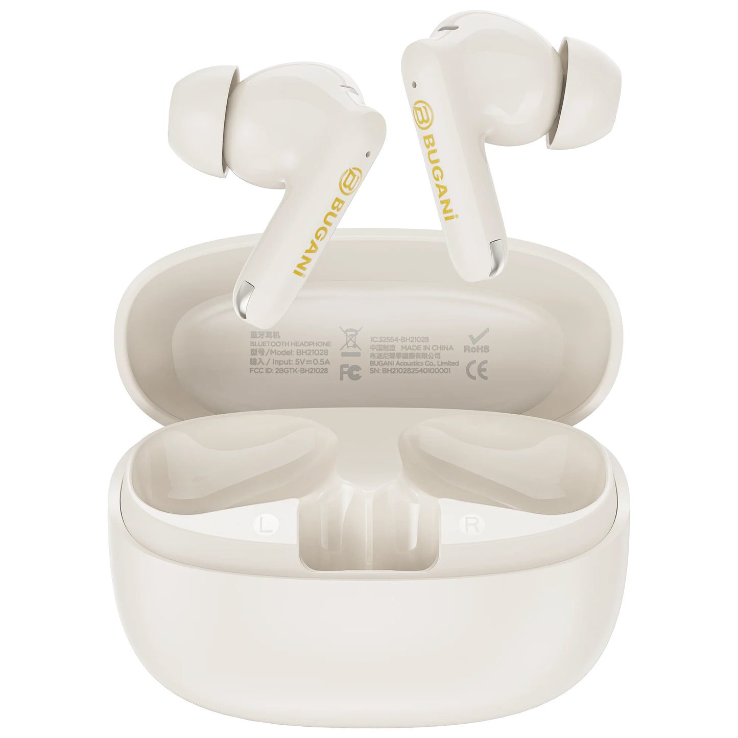 Bluetooth kihangosító Bugani Freebuds B20, TWS, ANC, Világos krém
