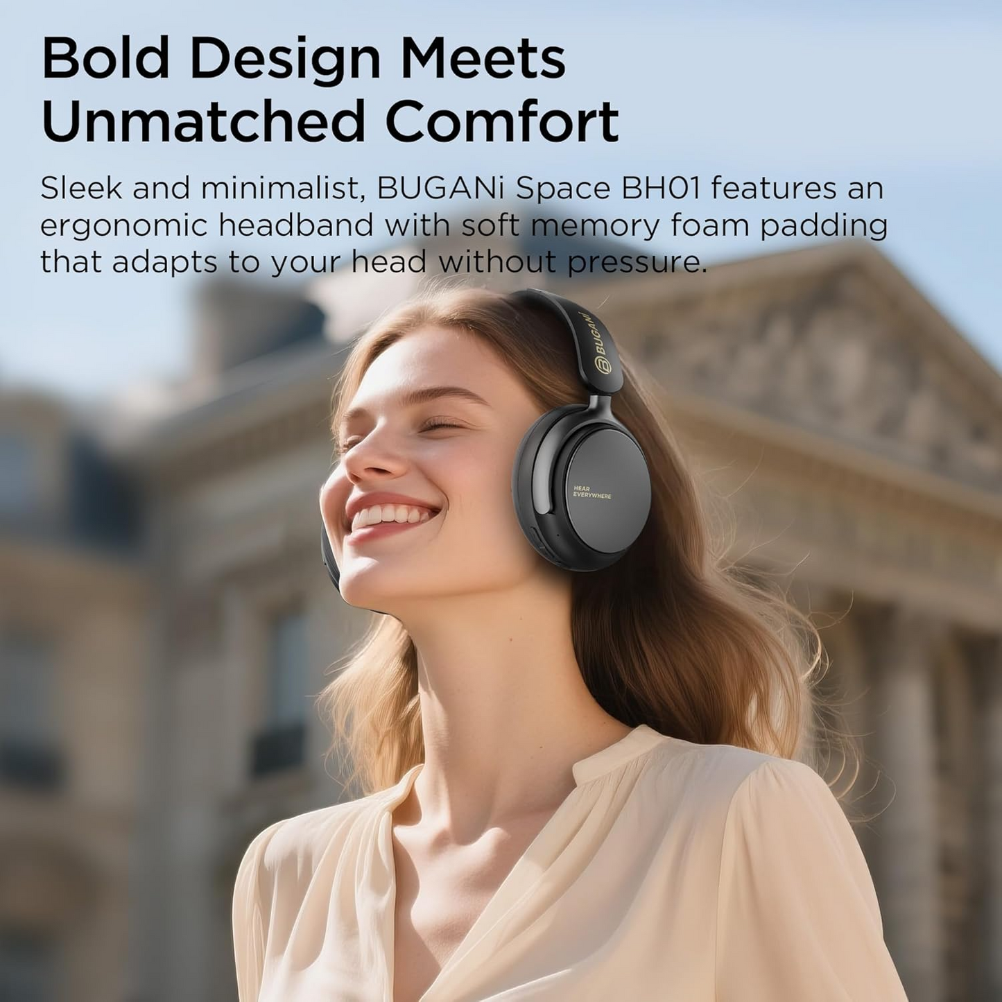 Bluetooth kihangosító Bugani Space BH01, MultiPoint, A2DP, ANC, Fekete