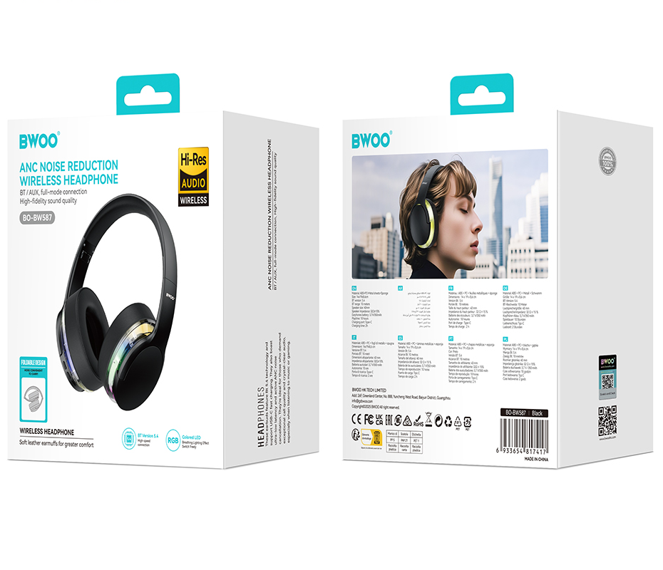 Bluetooth kihangosító BWOO BO-BW587, A2DP, ANC, Fekete