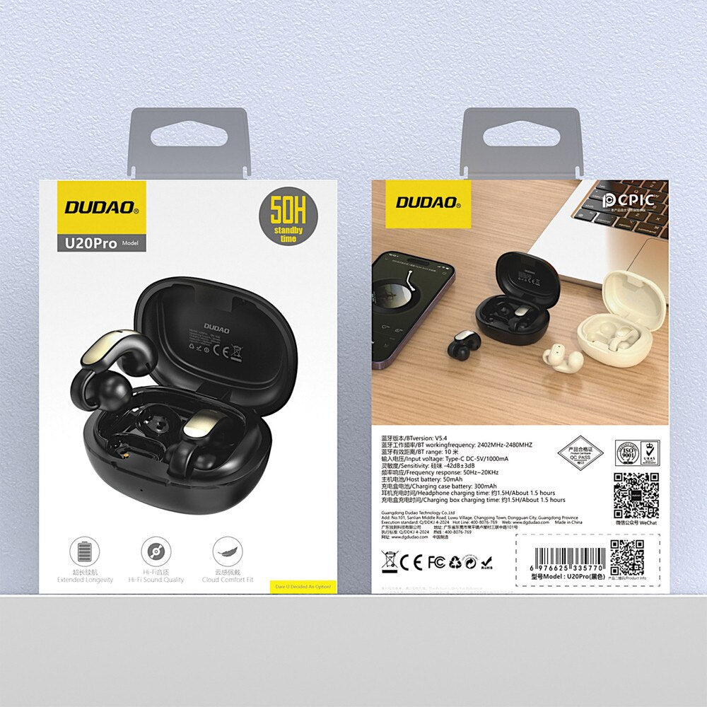 Handsfree Bluetooth Dudao U20, TWS, Fekete
