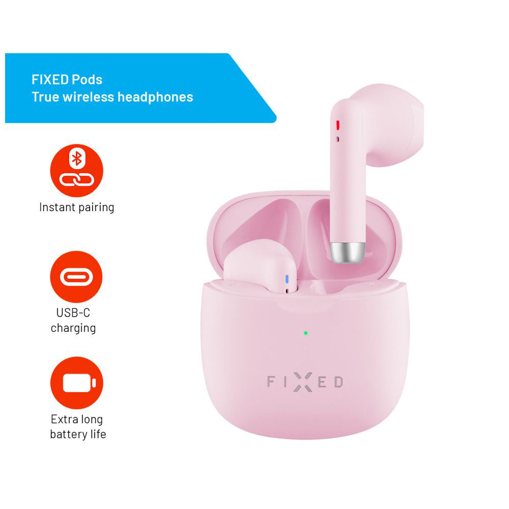 Handsfree Bluetooth Fix, TWS, Rózsaszín