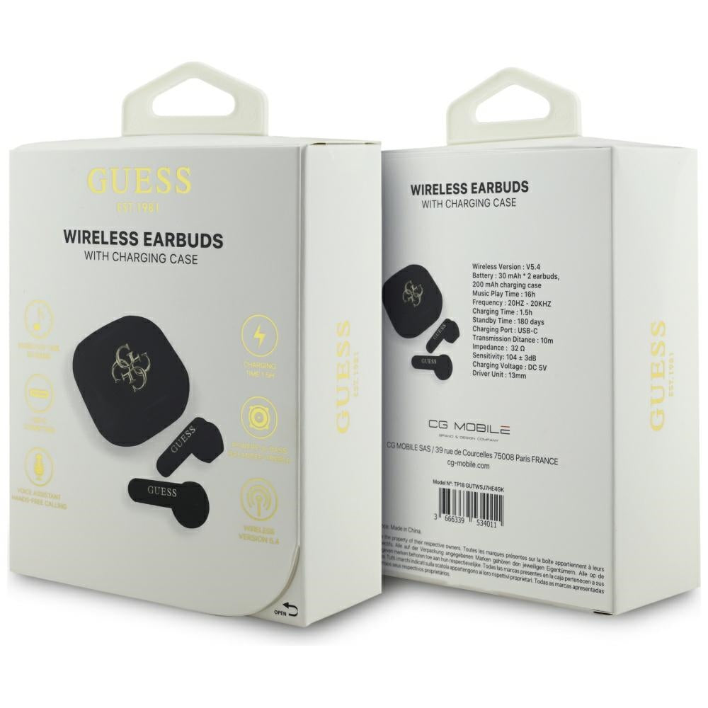 Handsfree Bluetooth Guess 4G Metal Logo, TWS, Fekete