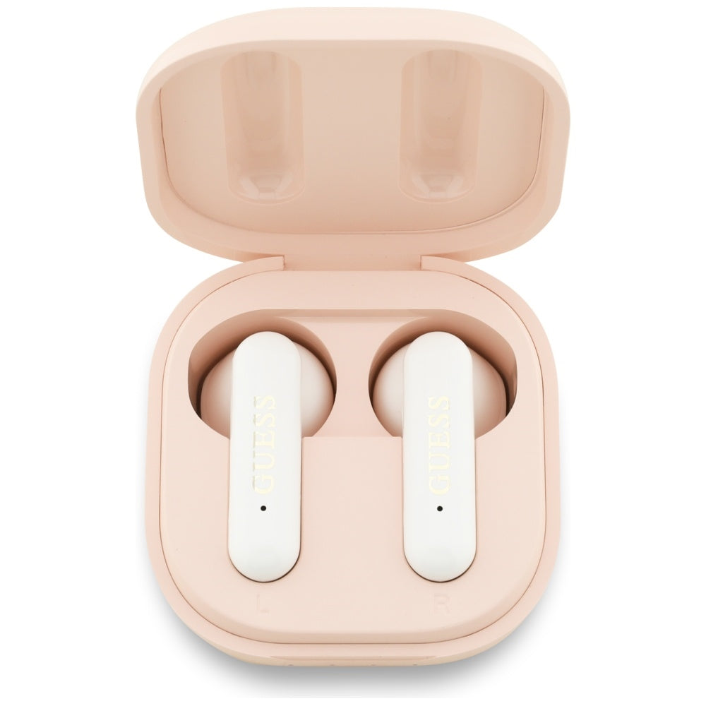 Handsfree Bluetooth Guess 4G Metal Logo, TWS, Rózsaszín