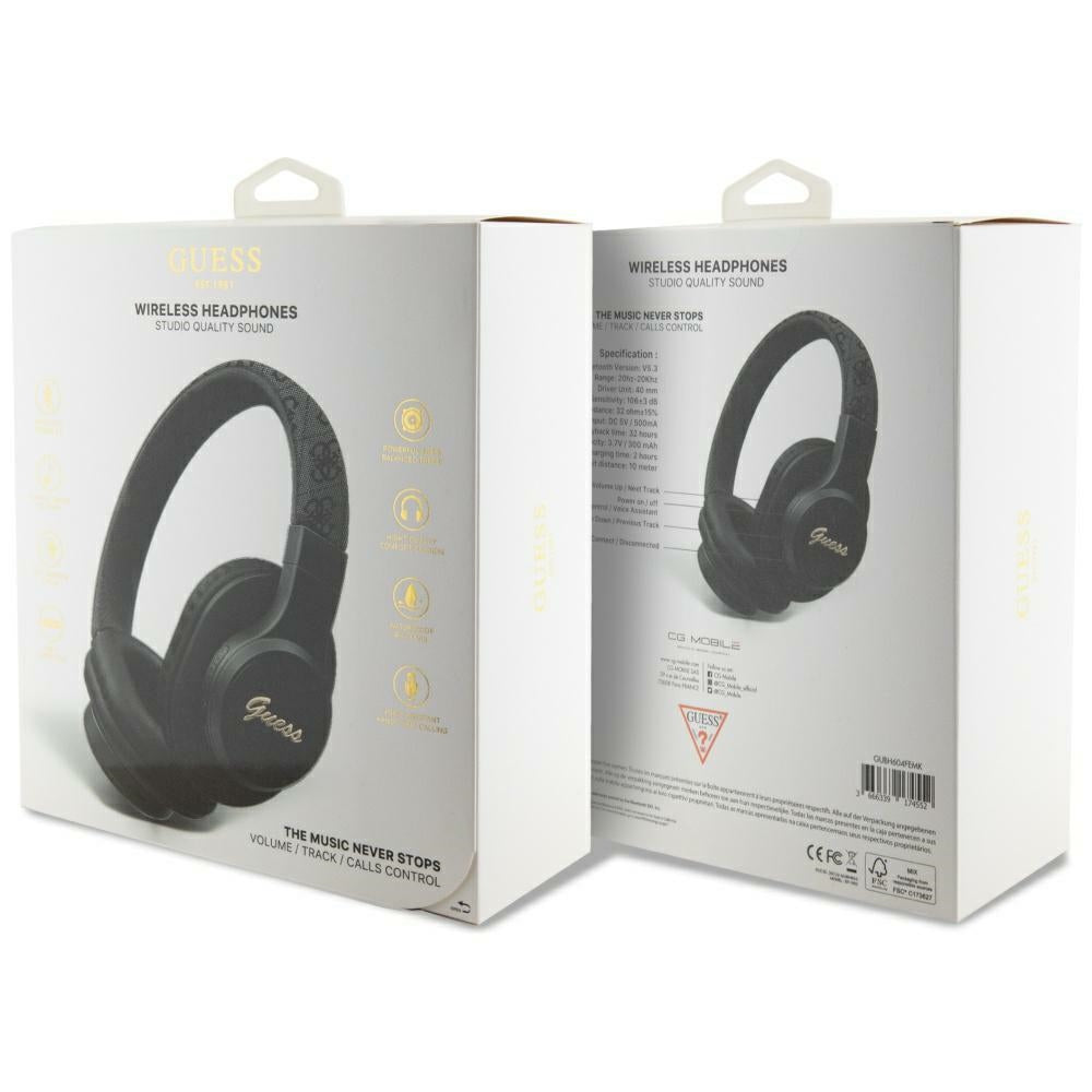 Handsfree Bluetooth Guess 4G Tone on Tone Script Logo, A2DP, Fekete