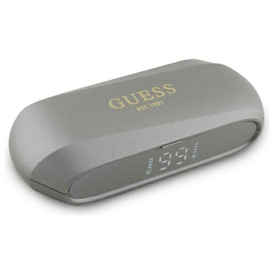 Handsfree Bluetooth Guess Elongated Metallic Printed Logo, TWS, Szürke