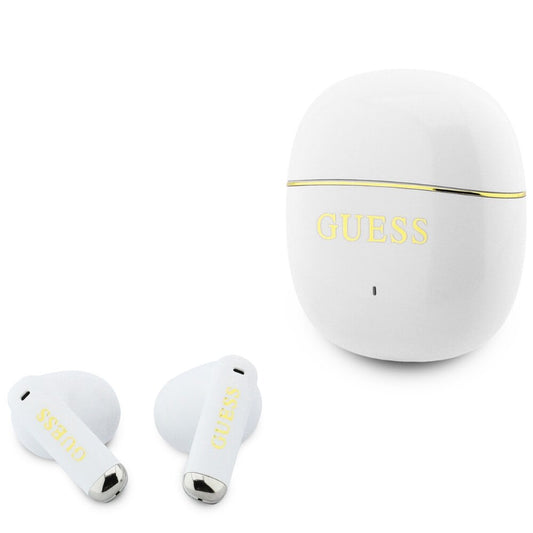 Handsfree Bluetooth Guess Glossy Gold Line Classic, TWS, White