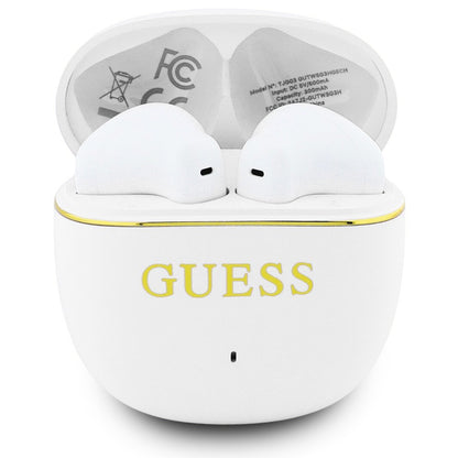 Bluetooth kihangosító Guess Glossy Gold Line Classic, TWS, Fehér