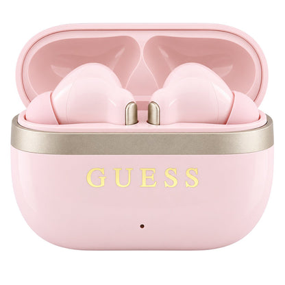 Guess Glossy Gold Line Printed Classic Logo Bluetooth kihangosító, TWS, rózsaszín