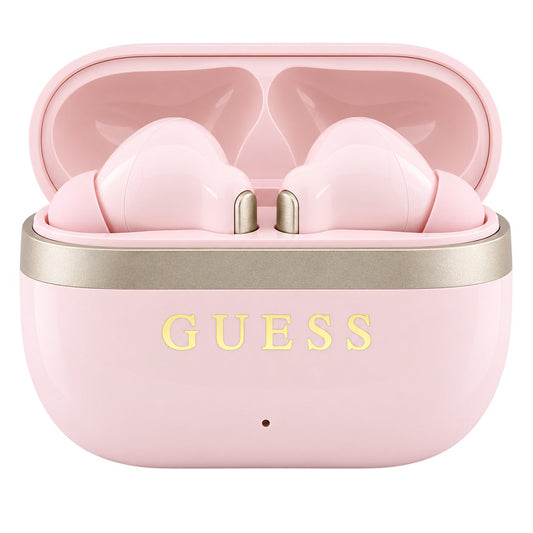Guess Glossy Gold Line Printed Classic Logo Bluetooth kihangosító, TWS, rózsaszín