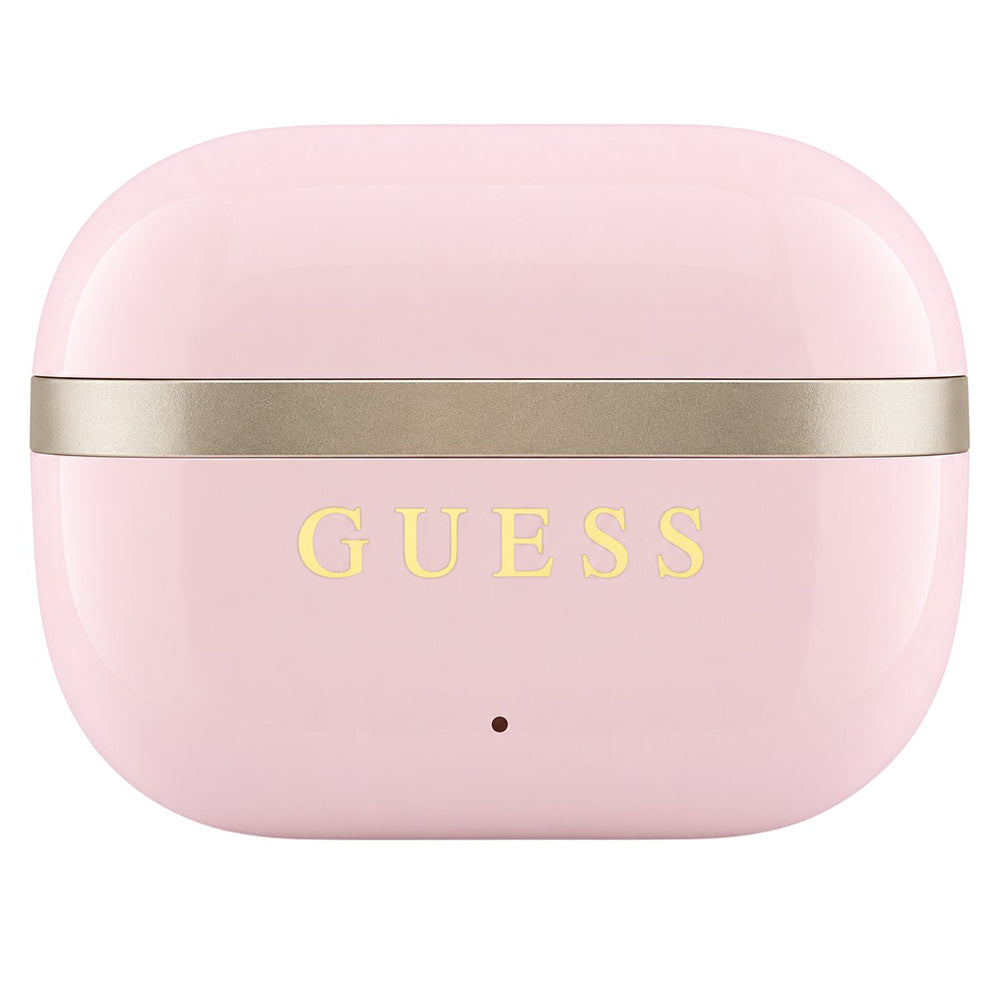 Guess Glossy Gold Line Printed Classic Logo Bluetooth kihangosító, TWS, rózsaszín