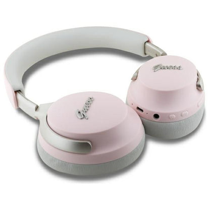 Handsfree Bluetooth Guess Metal Script Logo, A2DP, ANC, Rózsaszín