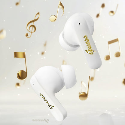 Handsfree Bluetooth Guess Script Metal Logo, TWS, Fehér