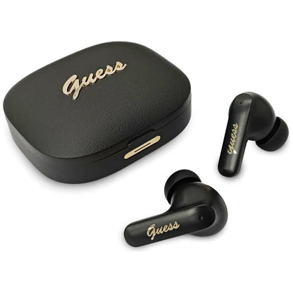 Handsfree Bluetooth Guess Script Metal Logo, TWS, Fekete