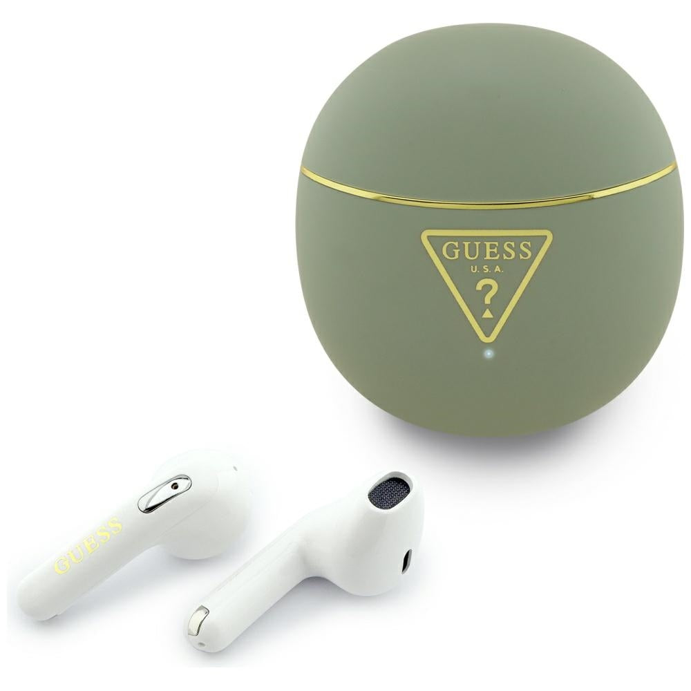 Handsfree Bluetooth Guess Script Print, TWS, Khaki