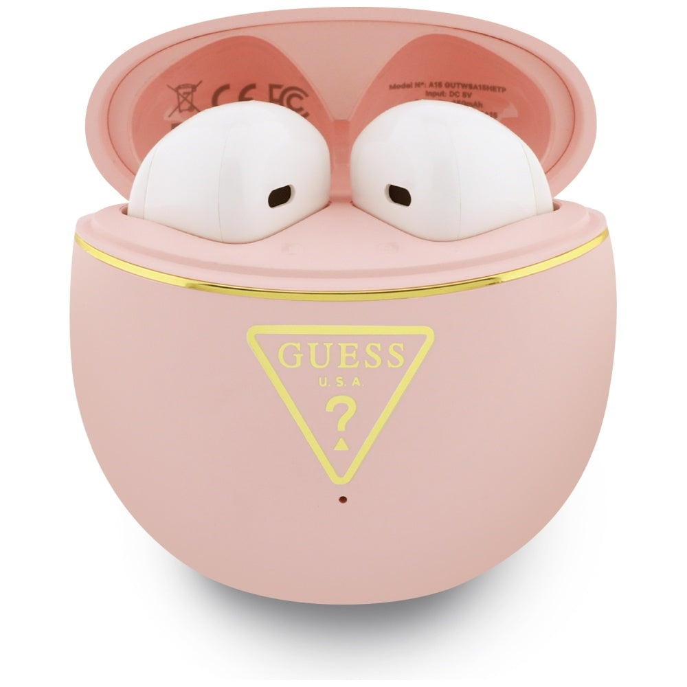 Handsfree Bluetooth Guess Script Print, TWS, Rózsaszín