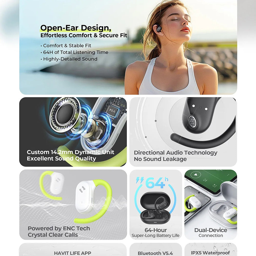 Handsfree Bluetooth HAVIT OWS915, TWS, Fehér