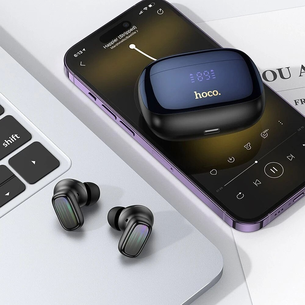 Handsfree Bluetooth HOCO EQ20, TWS, ANC, MultiPoint, Fekete