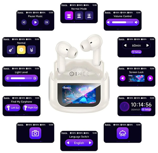 Handsfree Bluetooth HOCO EQ21, TWS, ANC, Fehér