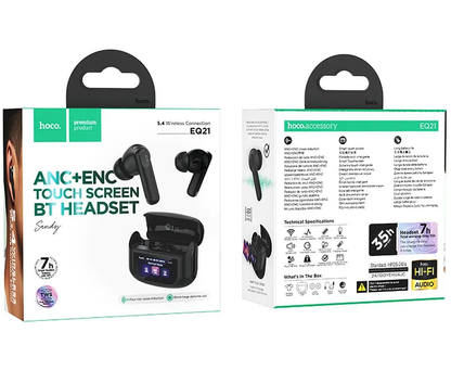 Handsfree Bluetooth HOCO EQ21, TWS, ANC, Fekete
