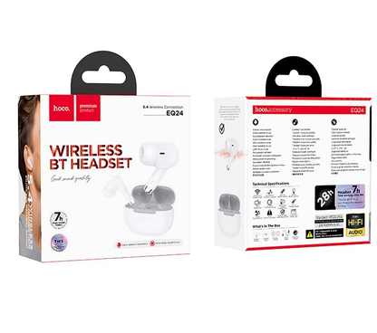 Handsfree Bluetooth HOCO EQ24, TWS, Fehér