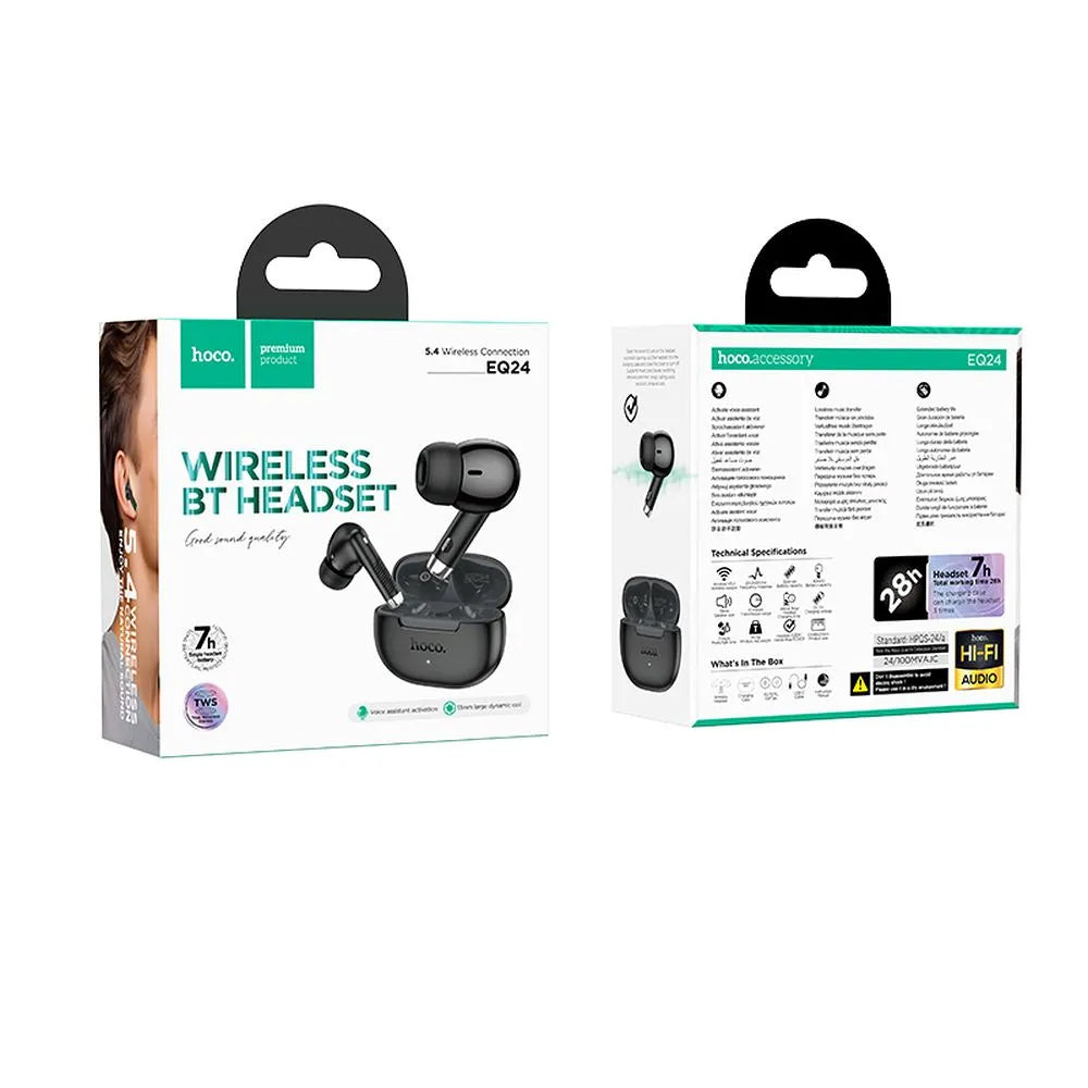 Handsfree Bluetooth HOCO EQ24, TWS, Fekete