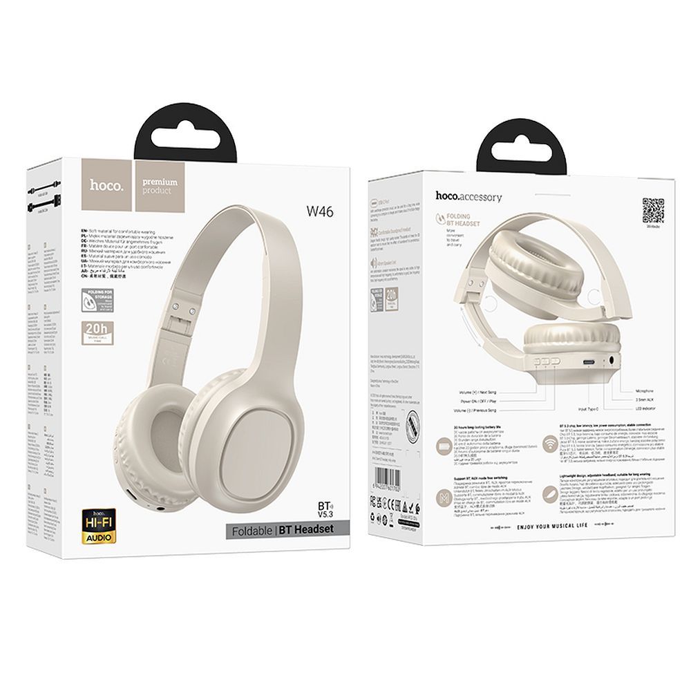 Handsfree Bluetooth HOCO W46, A2DP, Fehér