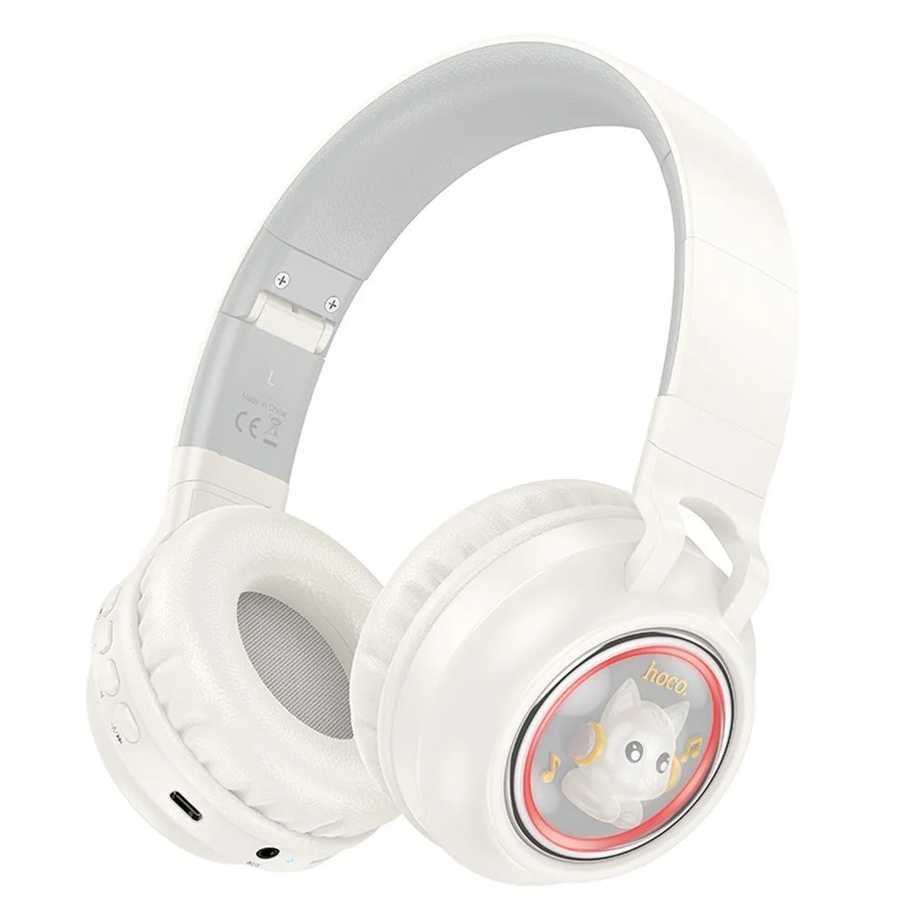 Handsfree Bluetooth HOCO W50 Kids Cute Cat, A2DP, Fehér
