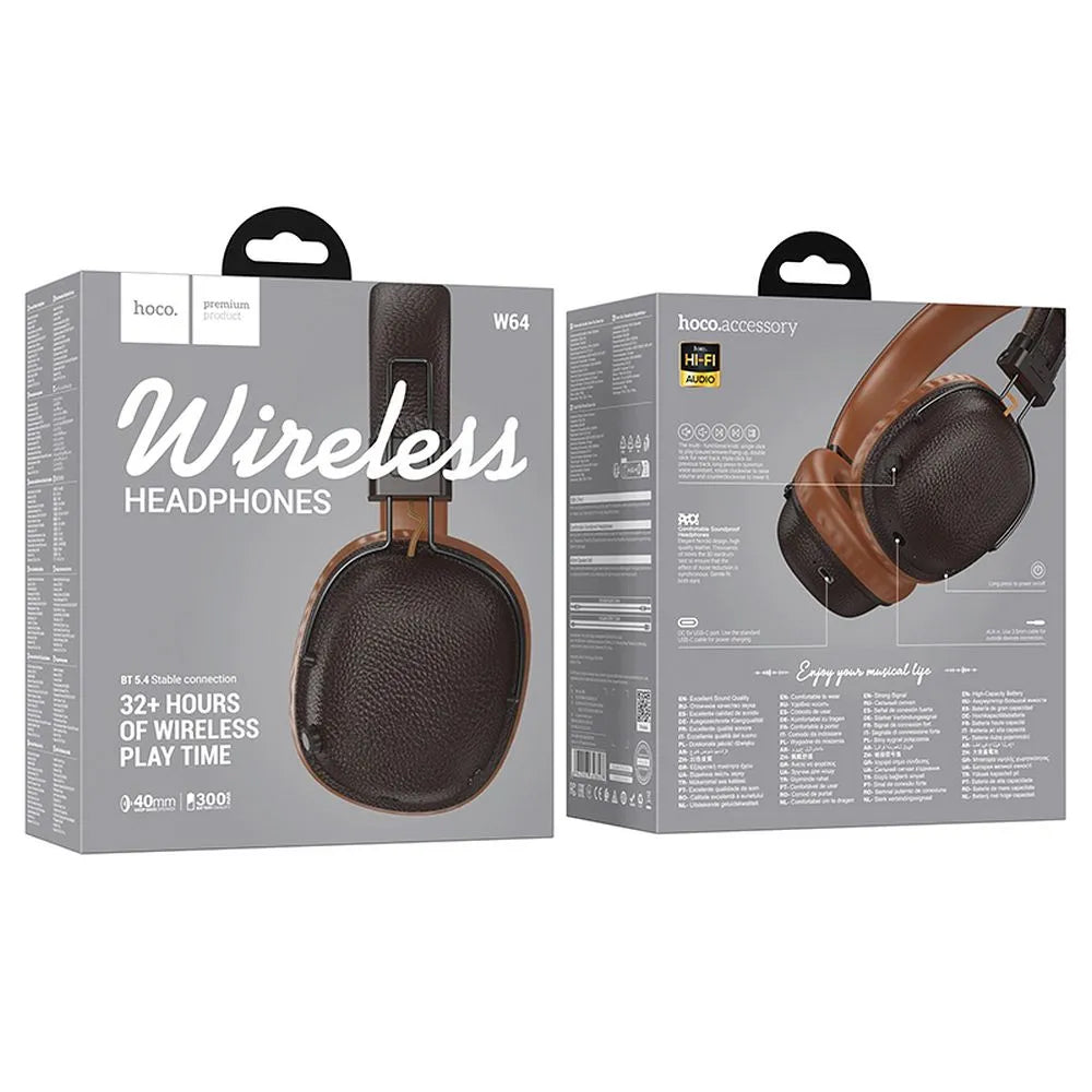 Handsfree Bluetooth HOCO W64, A2DP, Barna
