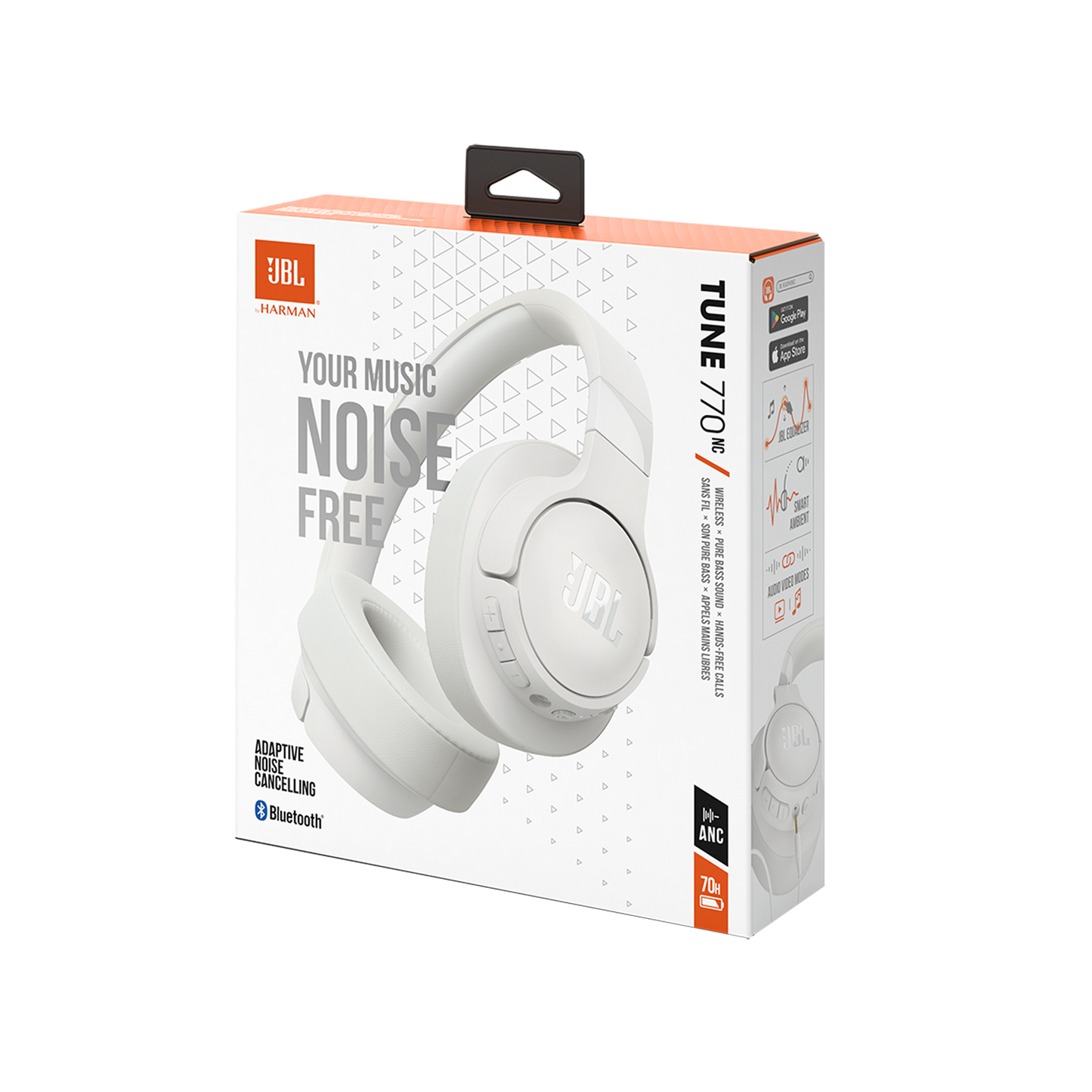 Handsfree Bluetooth JBL Tune 770NC, MultiPoint, A2DP, ANC, Fehér JBLT770NCWHT