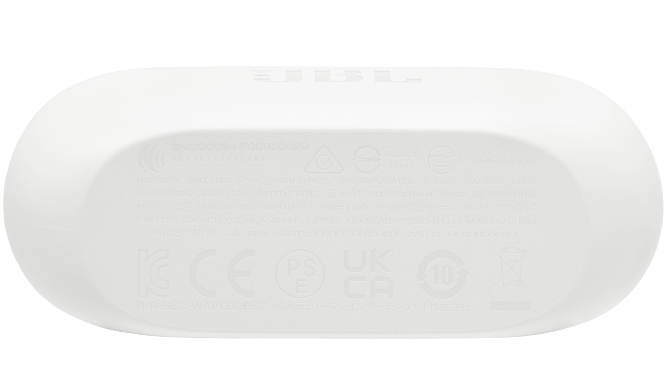 Bluetooth Handsfree JBL Wave Buds 2, TWS, ANC, MultiPoint, Fehér JBLWBUDS2WHT